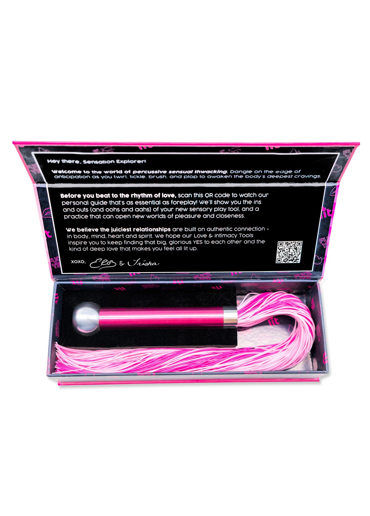 Whip Whip Hooray pink silicone flogger in open gift box