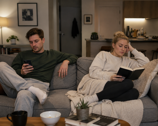 A married couple acting like roomates