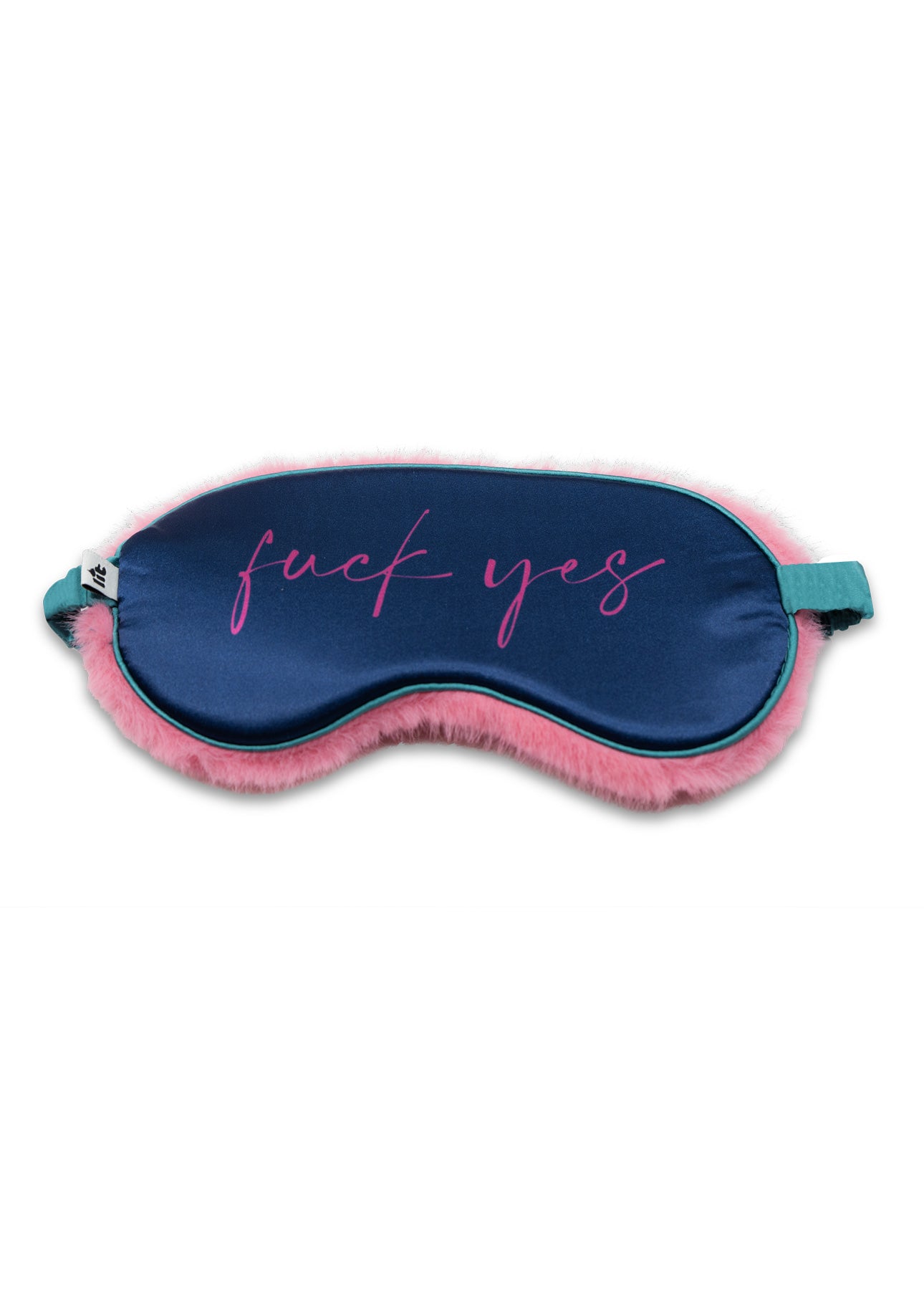 Actions Peak Louder satin and fur sensual blindfold on white background - reversible eye mask