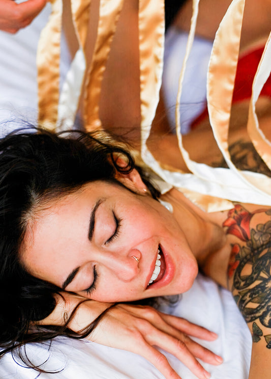 Double-O Seven satin flogger sensual tickler for sensation play