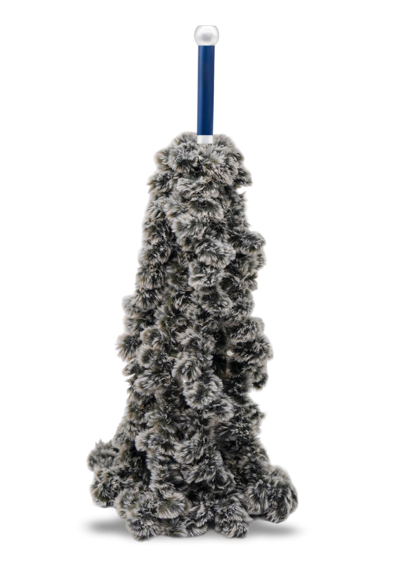 Fluff Daddy faux fur flogger suspended in air from the Totally Lit Kit sensation play set